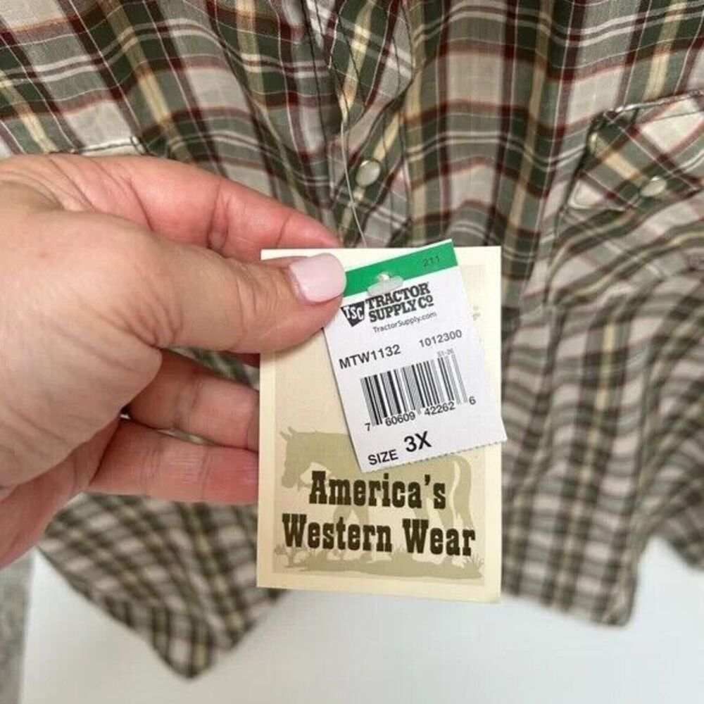 Wrangler WRANCHER NWT Plaid Pearl Snap SS Shirt Size 3X - Picture 6 of 6